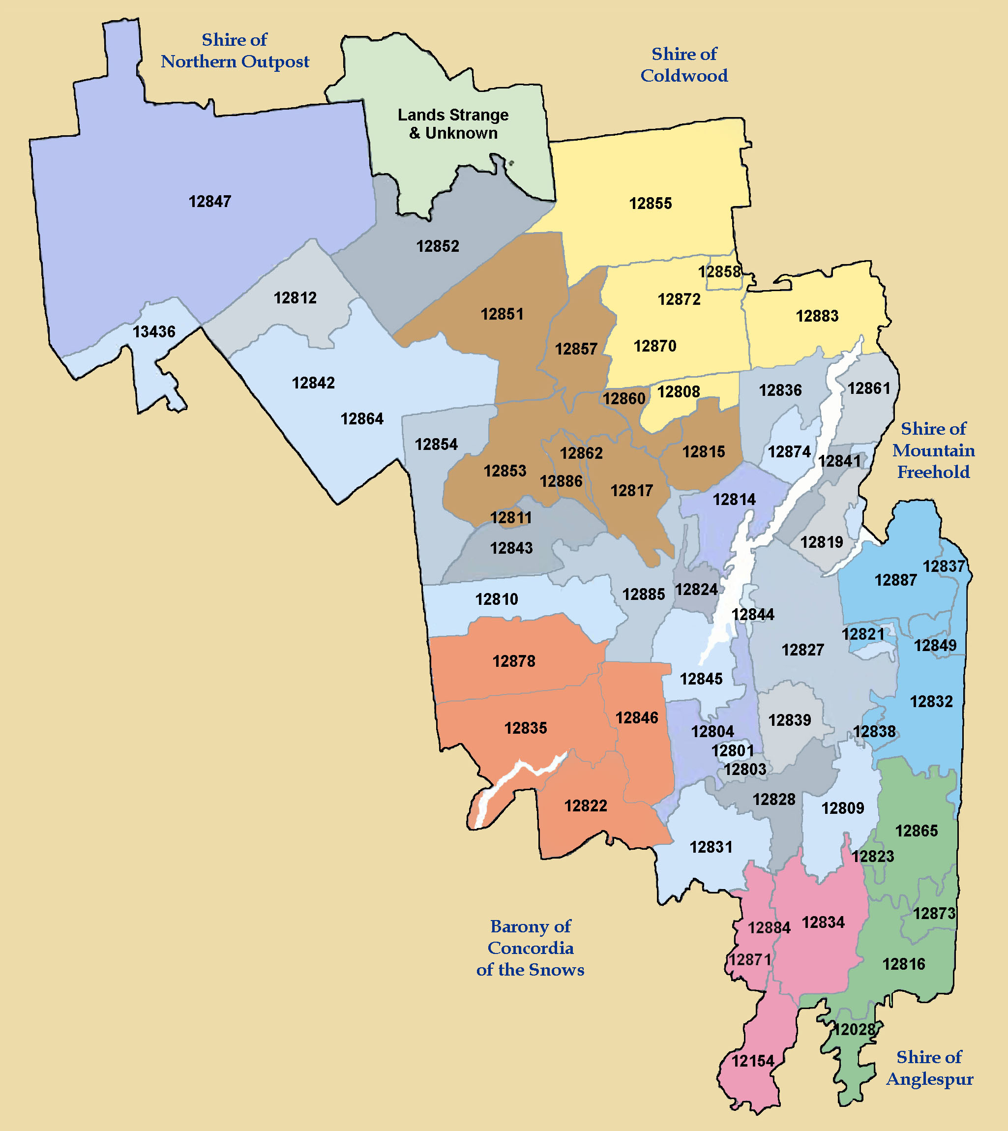 shire zip code map